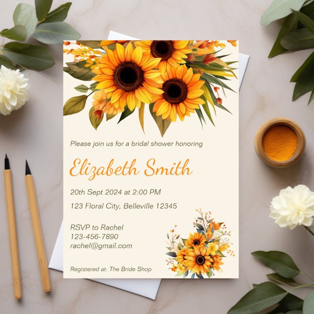 Rustic Sunflower Bridal Shower Invitation (Sunflower Bridal Shower Invitation)