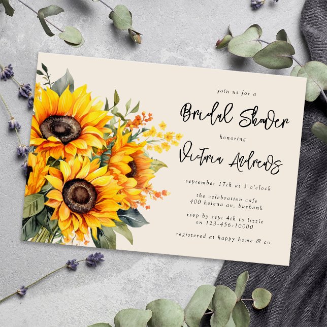 Rustic Sunflower Bridal Shower Invitation (Invite guests to a rustic aesthetic bridal shower with this gorgeous sunflower invitation template)