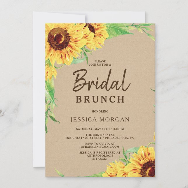 Rustic Sunflower Bridal Shower Invitation (Front)