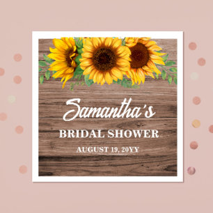 Rustic Sunflower Bridal Shower Napkin