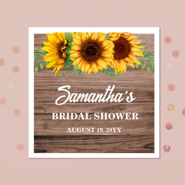 Rustic Sunflower Bridal Shower Napkin (Creator Uploaded)