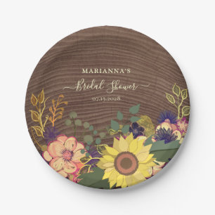 Rustic Sunflower Bridal Shower  Paper Plate