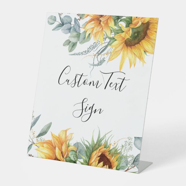 Rustic Sunflower Bridal Shower Pedestal Sign (Front)
