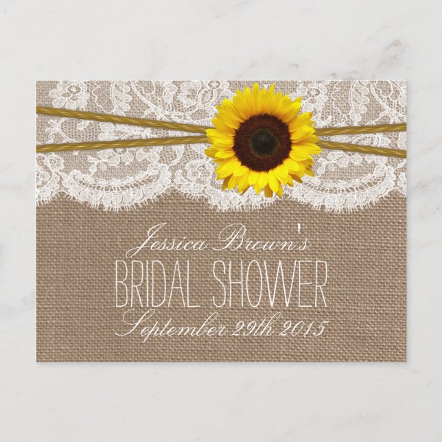 Rustic Sunflower Bridal Shower Recipe Cards (Front)