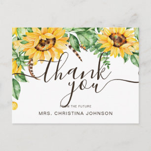 Rustic Sunflower Bridal Shower Thank You Postcard