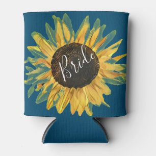 Rustic Sunflower Bride Can Cooler