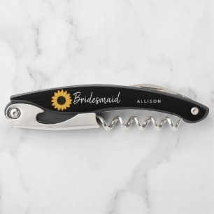 Rustic Sunflower Bridesmaid Personalised Corkscrew