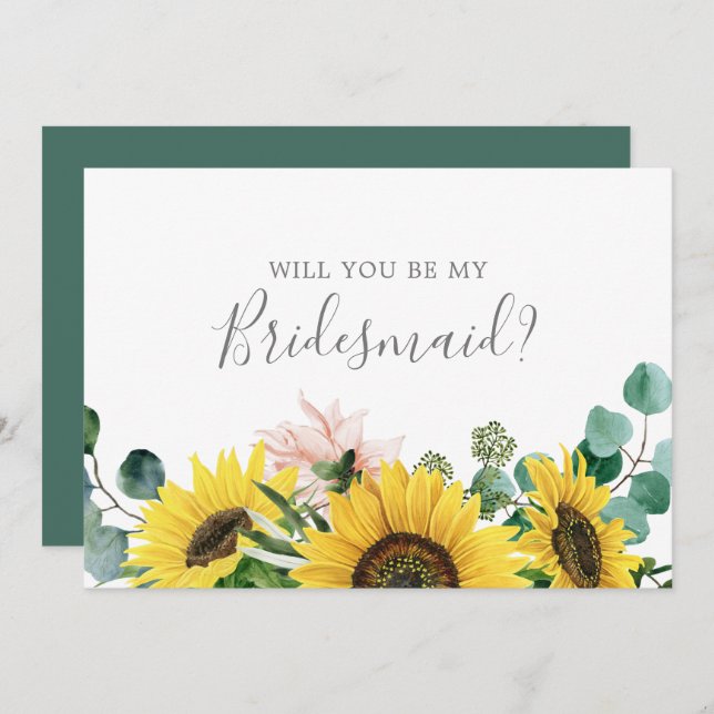 Rustic Sunflower Bridesmaid Proposal Card (Front/Back)