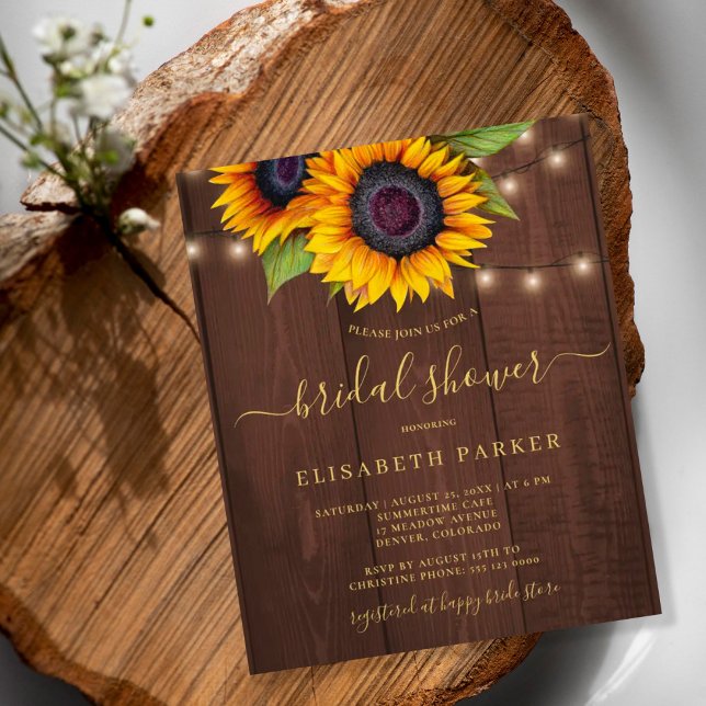 Rustic sunflower BUDGET bridal shower invitation (Creator Uploaded)