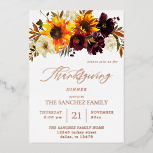 Rustic Sunflower & Burgundy Floral Thanksgiving