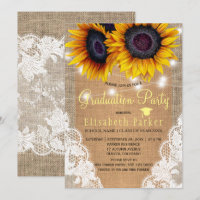 Rustic sunflower burlap and lace graduation party