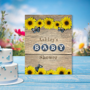 Rustic Sunflower Butterfly Baby Shower Poster