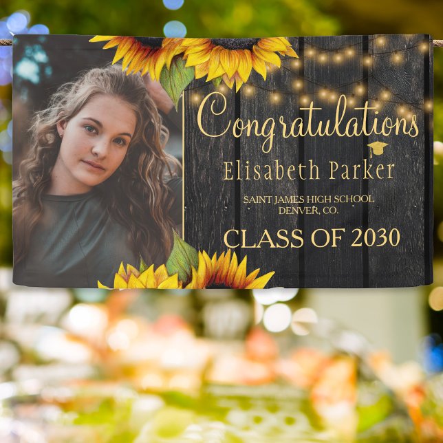 Rustic sunflower class of congrats grad PHOTO Banner (Creator Uploaded)
