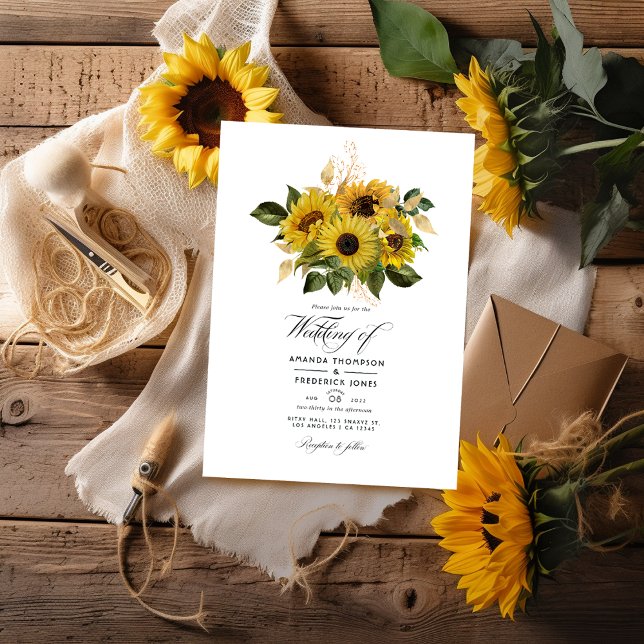 Rustic Sunflower Country Barn Wedding Invitation (Creator Uploaded)