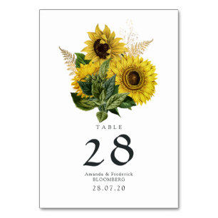 Rustic Sunflower Country Barn Wedding Table Number