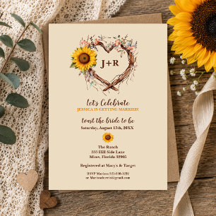 Rustic Sunflower Country Bride to Be Bridal Shower Invitation