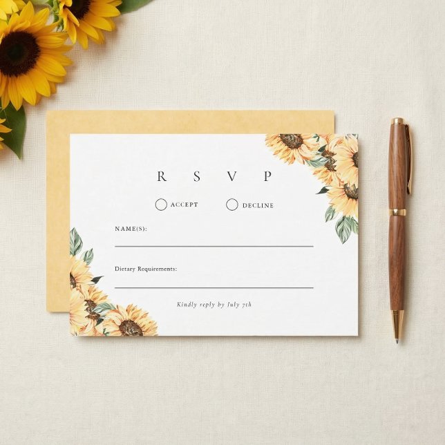 Rustic Sunflower Country Chic Wedding RSVP Card (Creator Uploaded)
