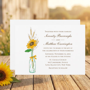 Rustic Sunflower Country Fall Floral Wedding Invitation