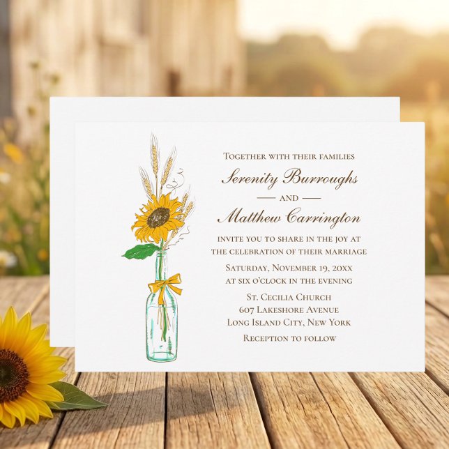 Rustic Sunflower Country  Fall Floral Wedding Invitation (Creator Uploaded)