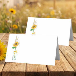 Rustic Sunflower Country Floral Wedding Party Place Card