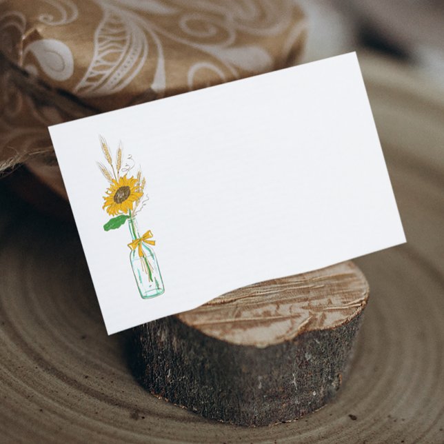 Rustic Sunflower Country Floral Wedding Party Place Card (Creator Uploaded)