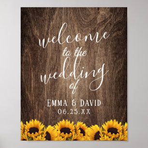Rustic Sunflower Country Floral Wedding Welcome Poster