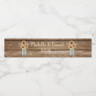 Rustic Sunflower Country Water Bottle Label