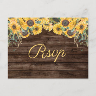 Rustic Sunflower Country Wedding RSVP Postcard
