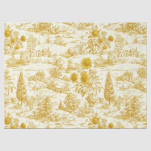 Rustic Sunflower Countryside Toile in Warm Tones Tissue Paper