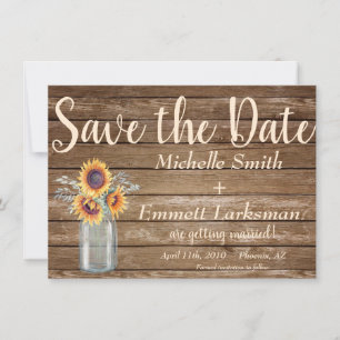 Rustic Sunflower CountryVintage Wood Save the Date