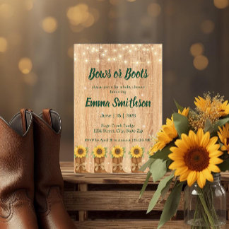 Rustic Sunflower Cowboy Boots Baby Shower Invitation