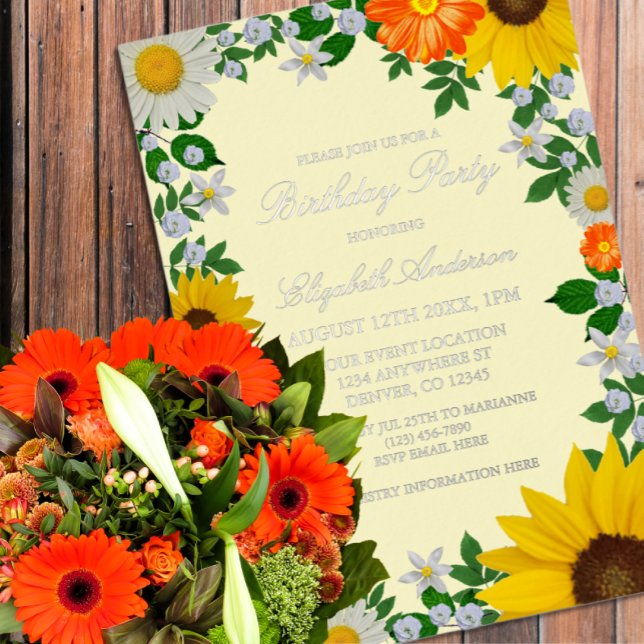Rustic Sunflower Daisy Floral Birthday (Creator Uploaded)