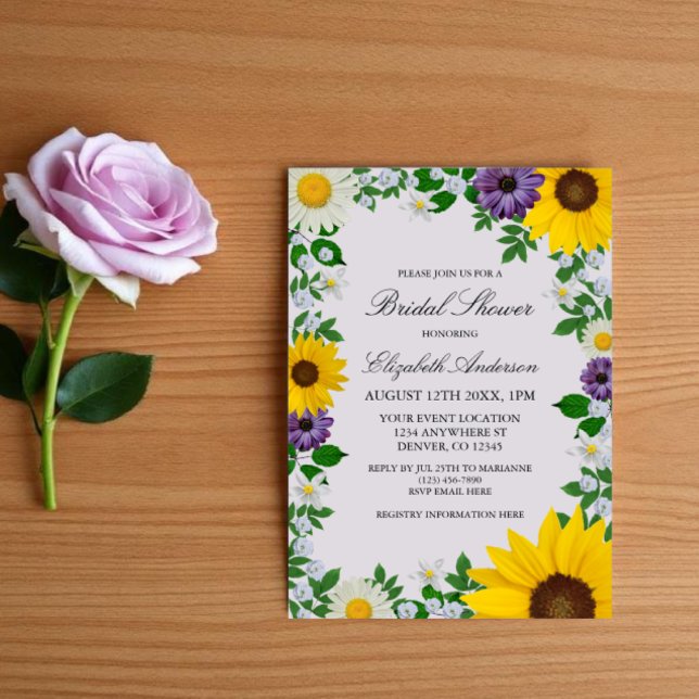 Rustic Sunflower Daisy Floral Bridal Shower Invitation (Creator Uploaded)