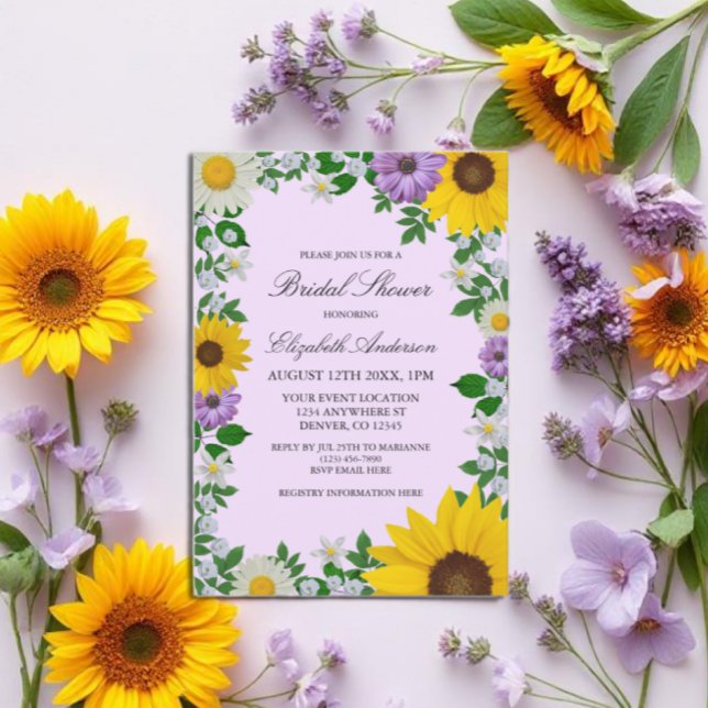Rustic Sunflower Daisy Floral Bridal Shower Invitation (Creator Uploaded)