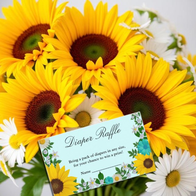 Rustic Sunflower Daisy Floral Diaper Raffle Enclosure Card (Creator Uploaded)