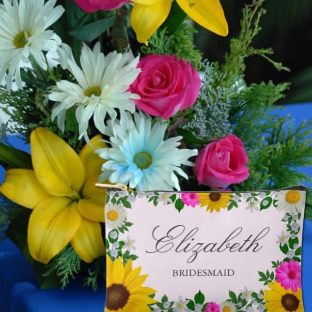 Rustic Sunflower Daisy Floral Wedding Accessory Pouch (Creator Uploaded)