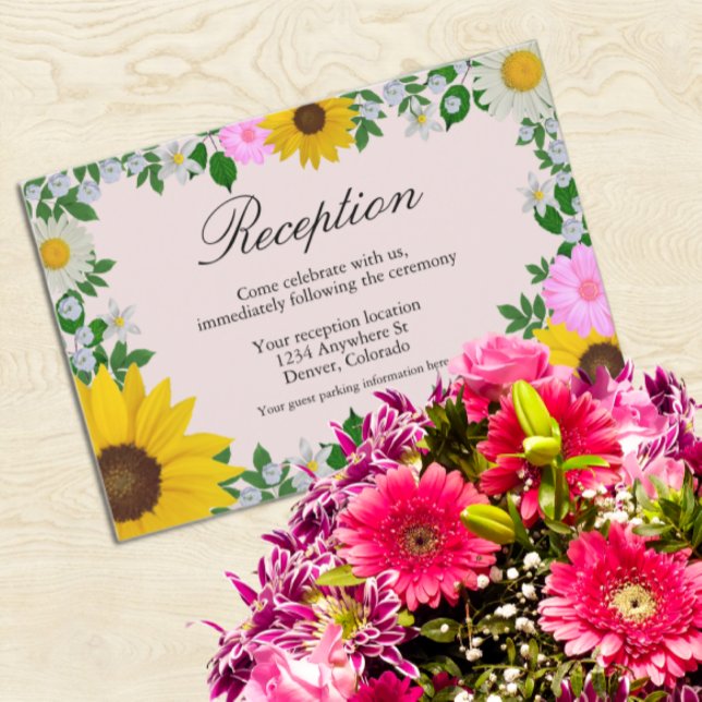 Rustic Sunflower Daisy Floral Wedding Reception Enclosure Card (Creator Uploaded)