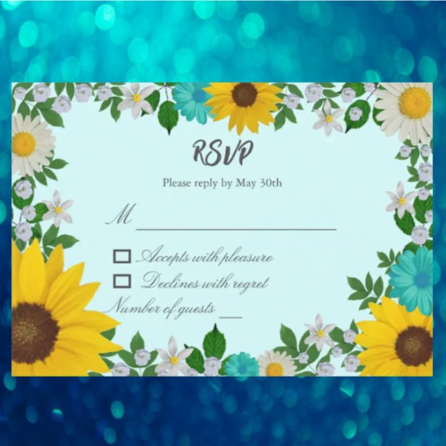 Rustic Sunflower Daisy Floral Wedding RSVP Card (Creator Uploaded)