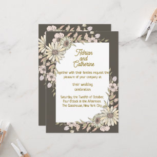Rustic Sunflower & Daisy Wedding Invitation