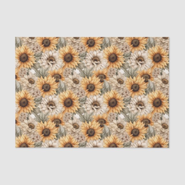 Rustic Sunflower Decoupage Craft Tissue Paper (Front)
