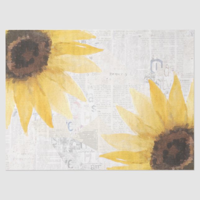 Rustic Sunflower Decoupage Rural Floral Paper (Front)
