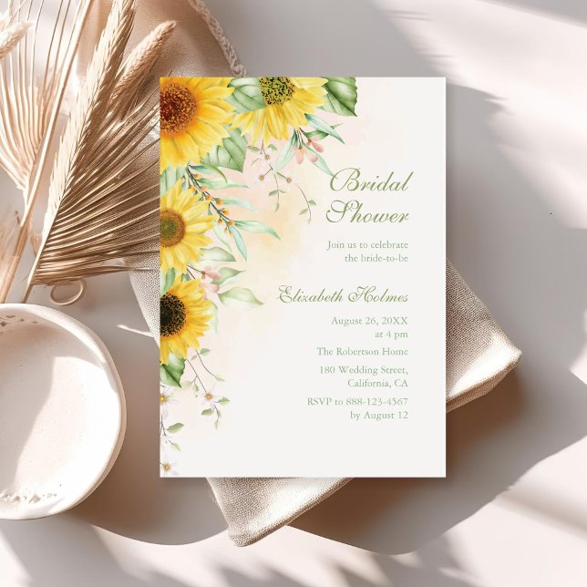 Rustic Sunflower Delight Bridal Shower Invitation (Rustic Sunflower Delight Bridal Shower Invitation on a boho sunny table.)