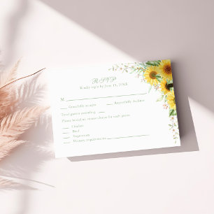 Rustic Sunflower Delight Wedding RSVP Card