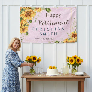 Rustic Sunflower Elegant Summer Retirement Party Banner