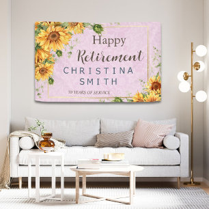 Rustic Sunflower Elegant Summer Retirement Party Banner