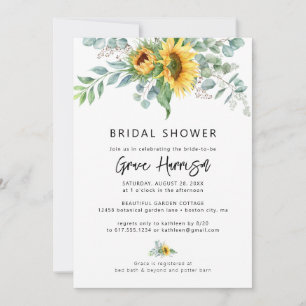 Rustic Sunflower Eucalyptus Bridal Shower Invitation