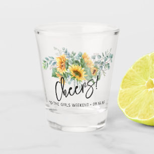 Rustic Sunflower Eucalyptus Cheers Shot Glass