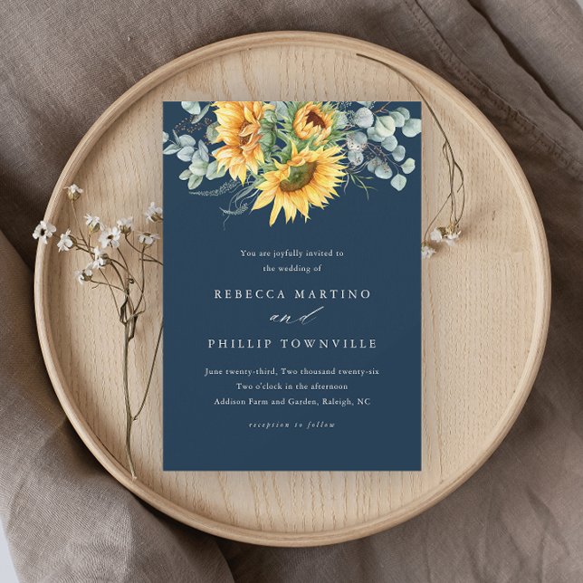 Rustic Sunflower Eucalyptus Elegant Wedding Invitation (Creator Uploaded)