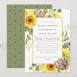 RUSTIC SUNFLOWER EUCALYPTUS FLORAL BRIDAL SHOWER INVITATION