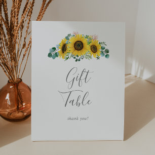 Rustic Sunflower Eucalyptus Gift Table Pedestal Sign